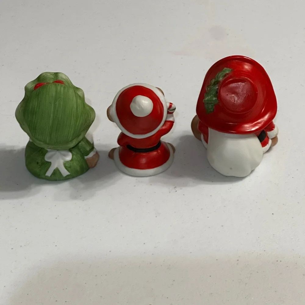 HOMCO 5600 Ceramic Christmas Bear Family Figurine Set of 3 Vintage Holiday Decor
